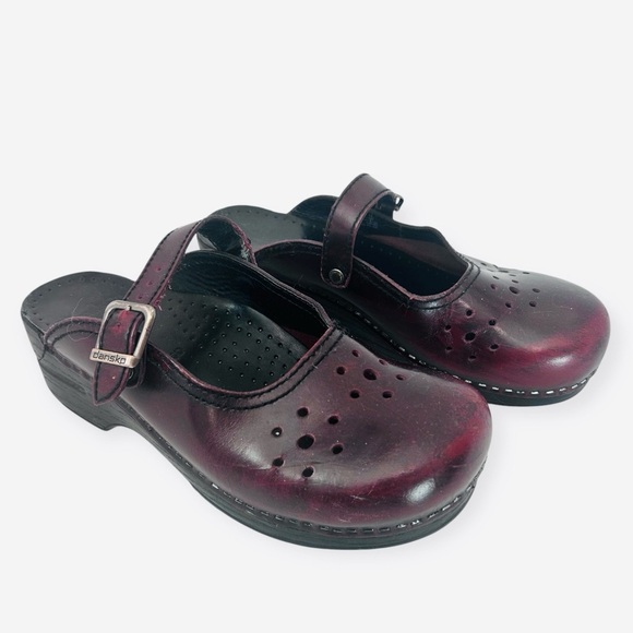 DANSKO Womens Merrie Oxblood Leather Mary Jane Slip On Clog Mule Sizr 40 us 9 - Picture 1 of 9